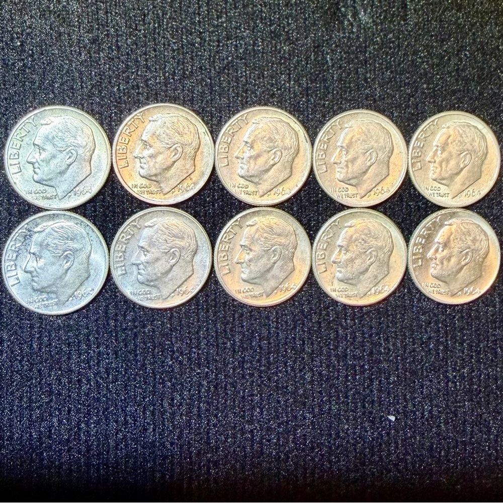 Lot of 10 x pre-1964 Silver Dimes! Roosevelt silver dimes